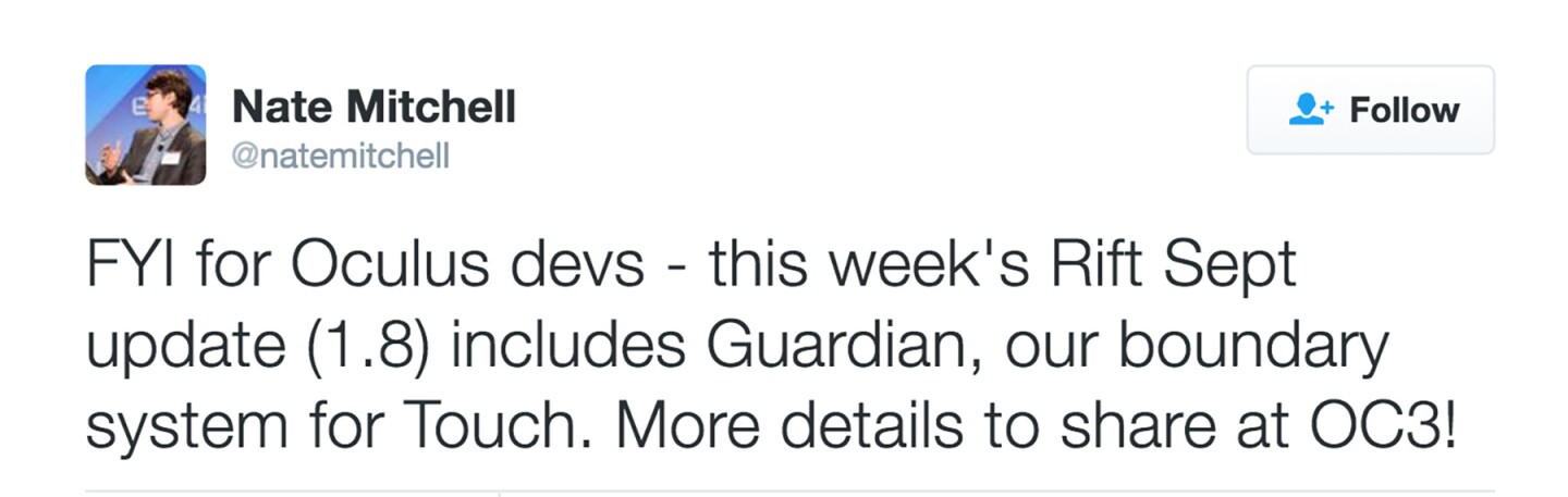 Oculus Product VP Nate Mitchell teasing the company's answer to Chaperone