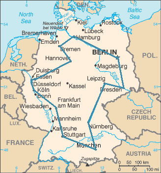 Connecting the fifteen largest cities in Germany by using the shortest possible path is a computationally highly complex problem