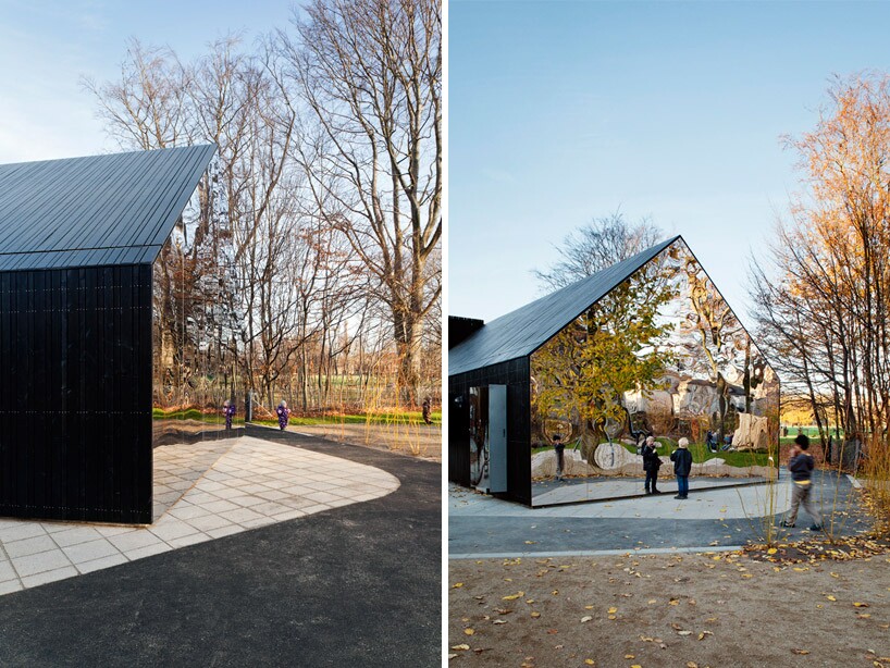 The new mirror pavilion invites local visitors to interact with the array of different shaped mirrors (Photo: MLRP)