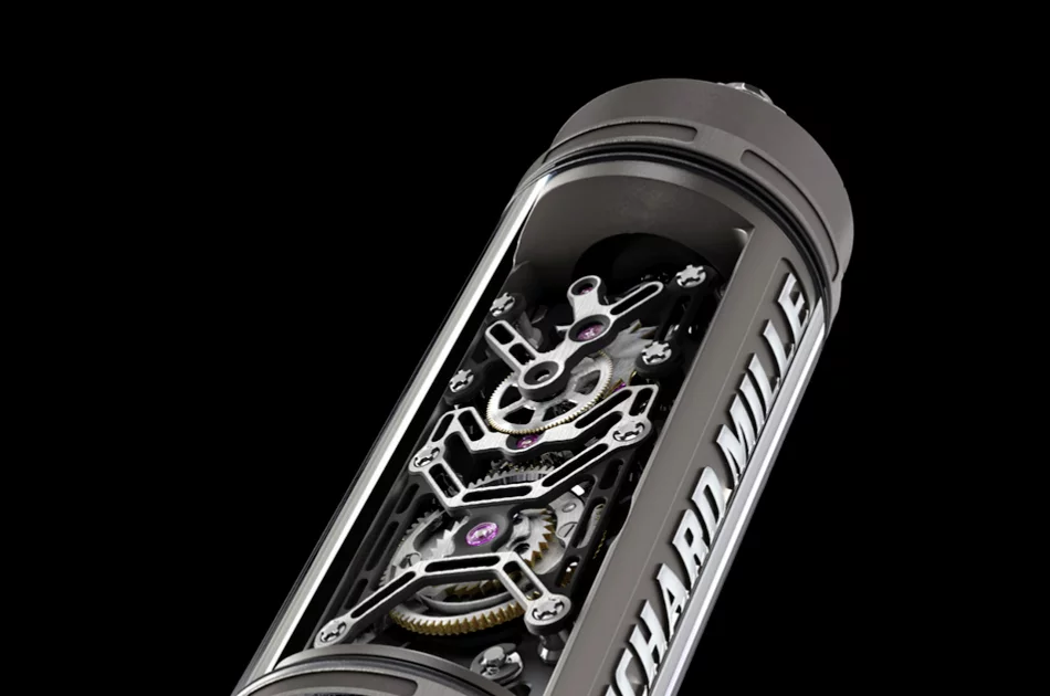 The Richard Mille RMS05 fountain pen showing the mechanism