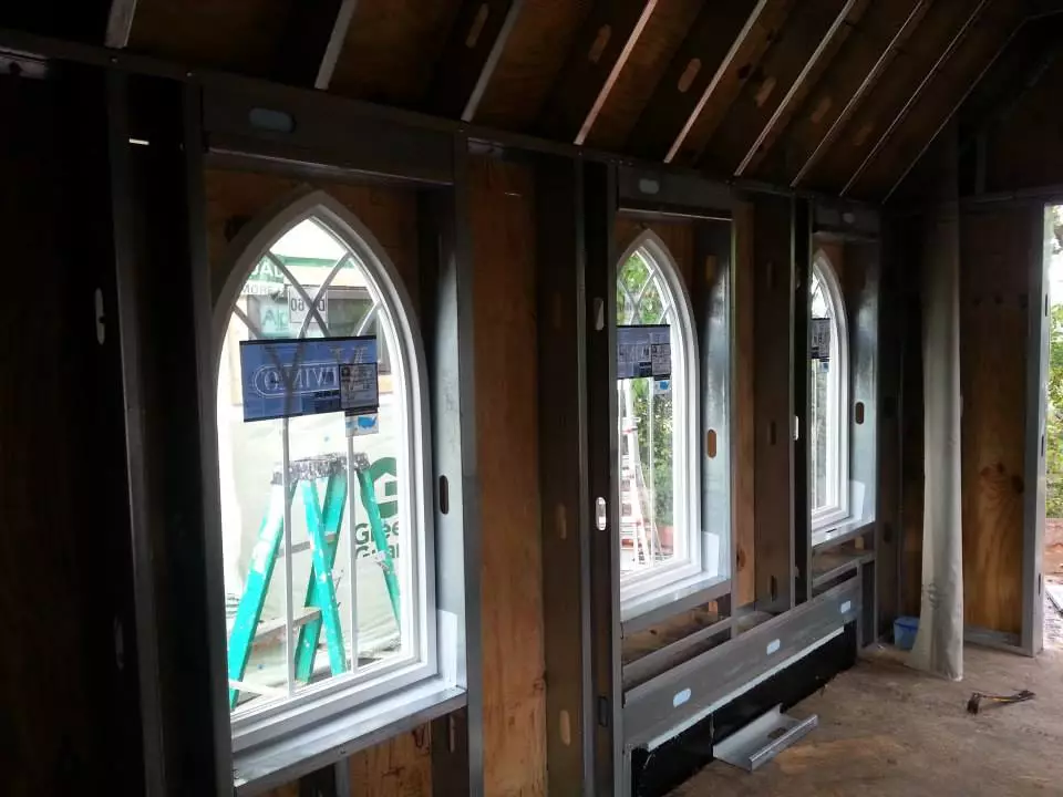 Construction of the Tiny Chapel (Photo: Tiny Chapel Weddings)