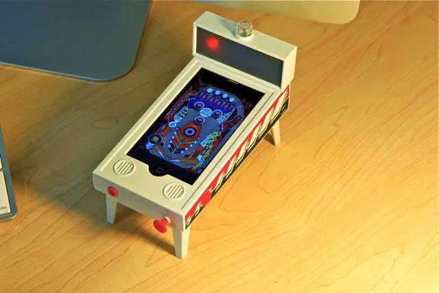 Pinball Magic is an "(app)cessory" that lets an iPhone or iPod touch operate as a miniature digital pinball machine (Photos courtesy New Potato)