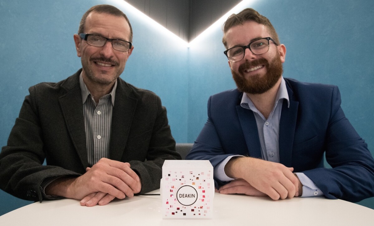 Prof. Abbas Kouzani (left) and researcher Scott Adams, with the Cube Comfort Monitor