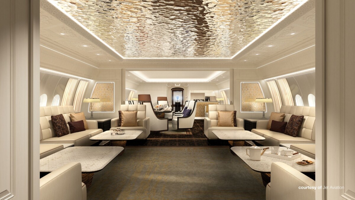 A BBJ 77X interior concept by Jet Aviation that was commissioned by Boeing