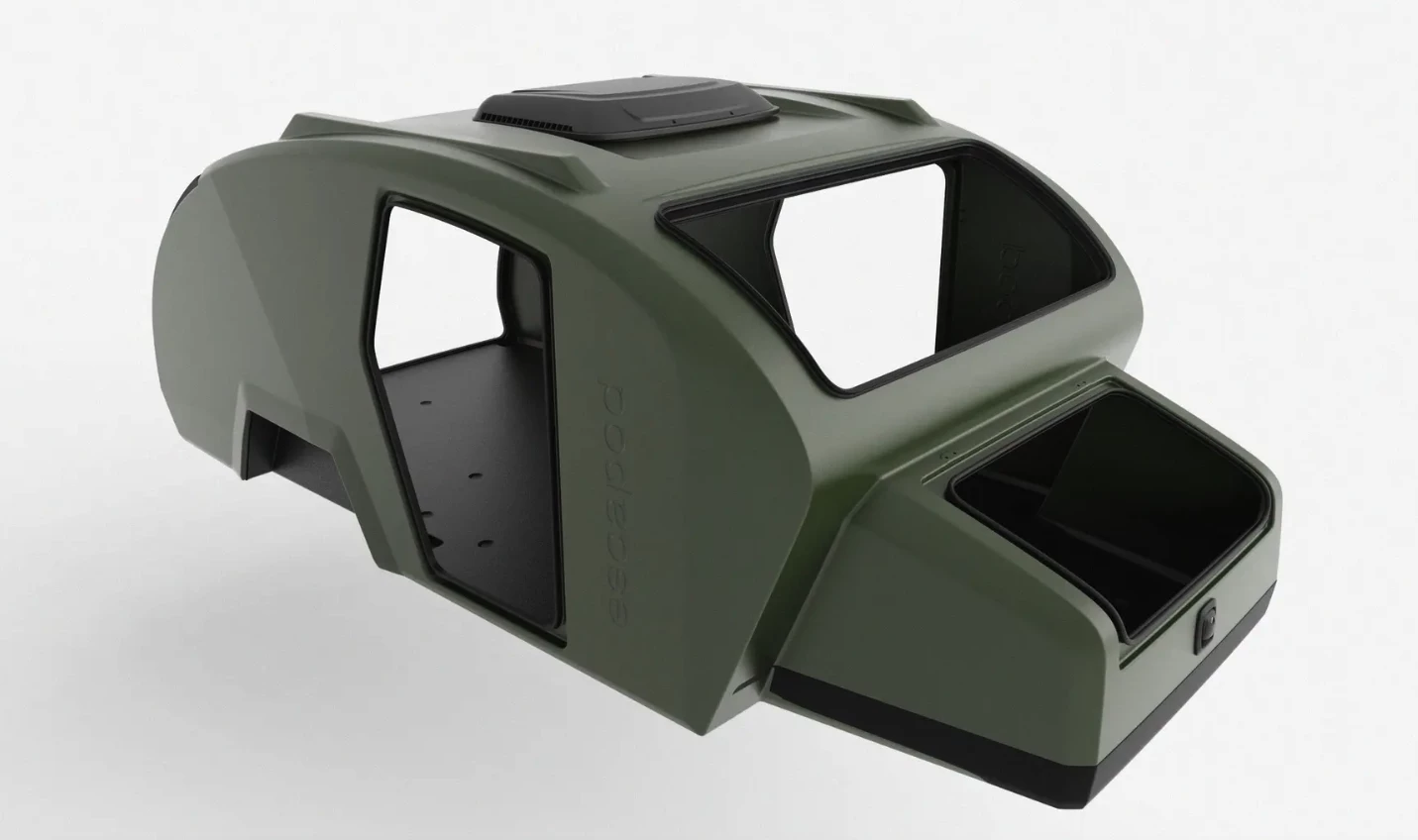 The injection-molded composite body gets bonded to the floor by a high-strength adhesive after the floor is bolted to the galvanized-steel chassis