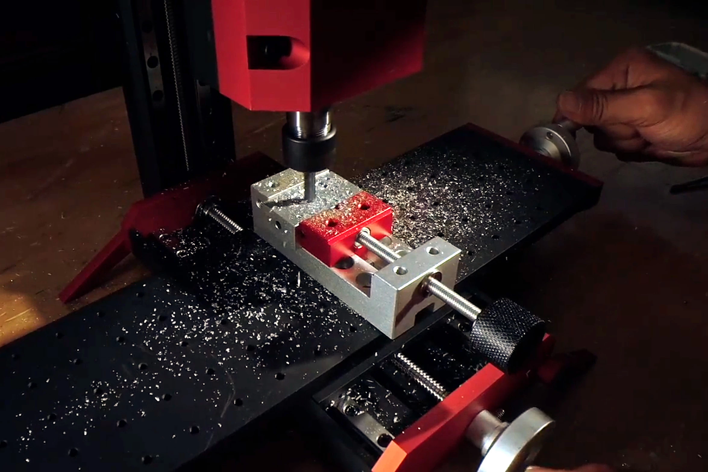 The KujieTool K1 makes quick work out of solid block aluminum