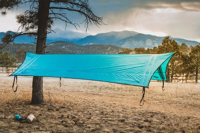 Hoisted up, the Walden can be used as a fly line roof or a dining fly