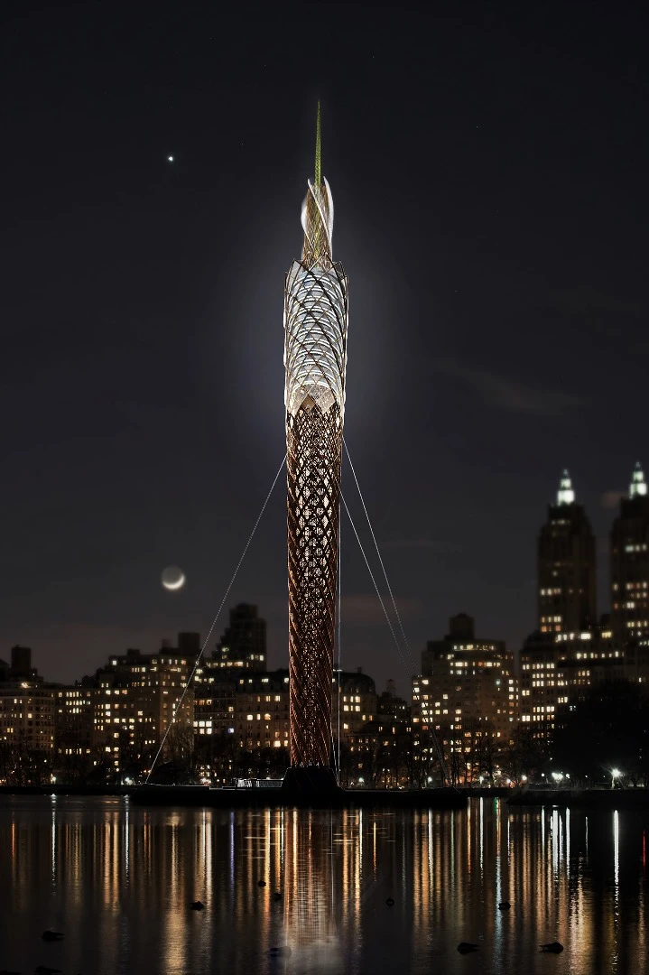 A vertical axis wind turbine would provide at least some of the Central Park Tower's required electricity