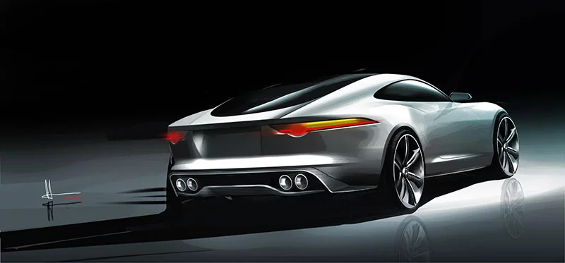 The Jaguar C-X16 production concept sports car design sketch