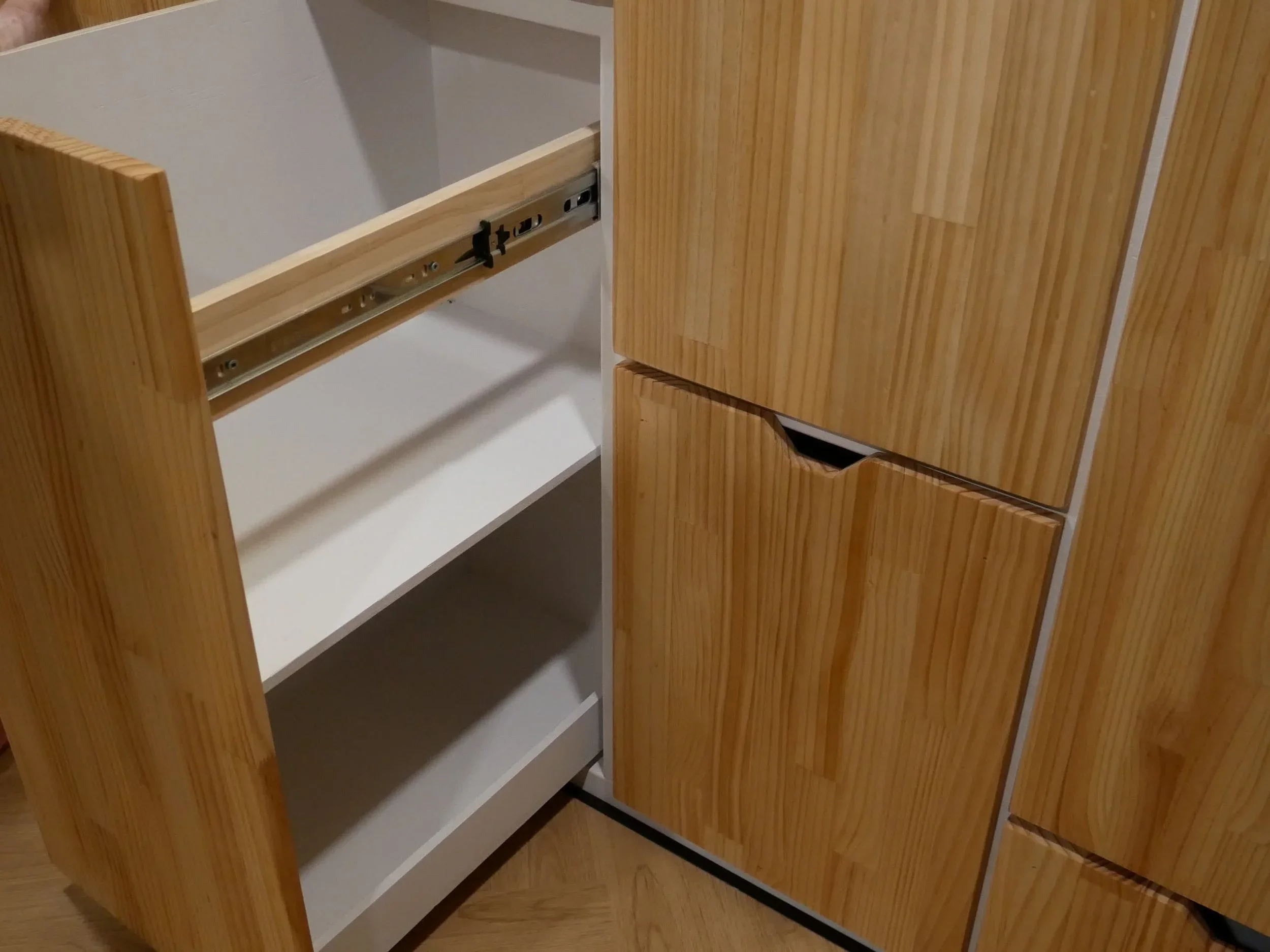 The Redwood's kitchen has lots of storage, including a pull-out pantry