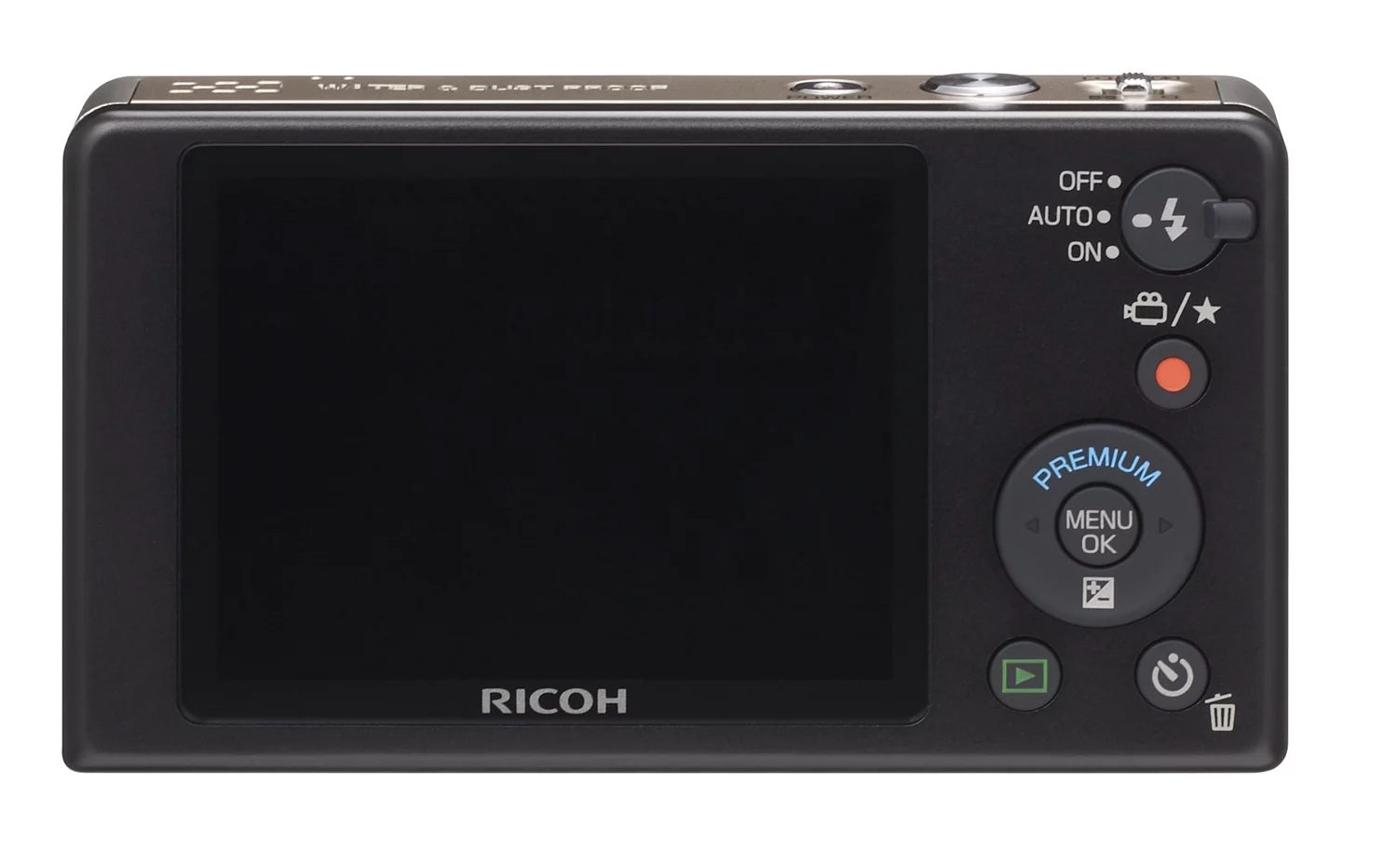 The 2.7-inch high contrast LCD display with menu wheel and 720p HD video record button to the right