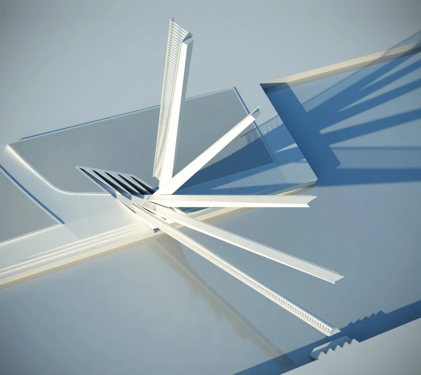 The five beams raise to different angles (Image: Knight Architects)