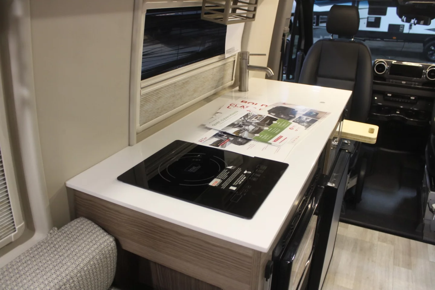 Beyond its driver-side location and microwave/convection oven combo, the KL kitchen block looks largely the same as the BL kitchen