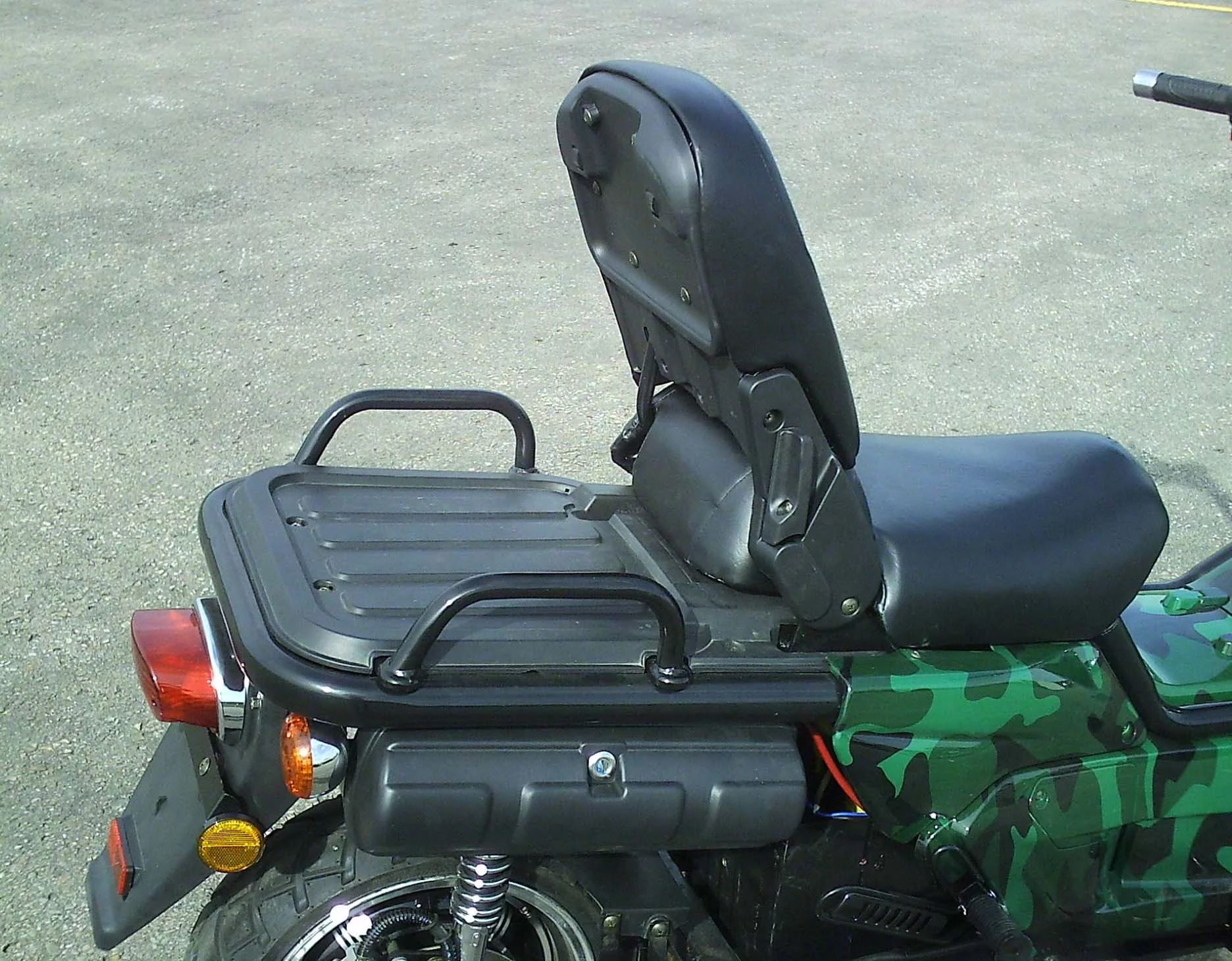 The cargo rack on the ZEV Trail and Utility electric scooter