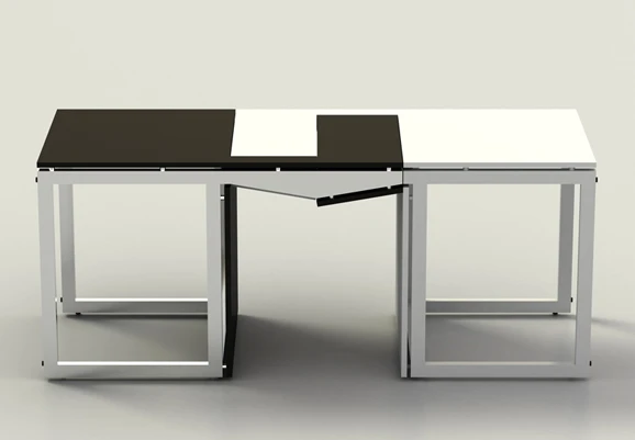 How Sensei looks as a coffee table, with the two chairs slotting together seamlessly
