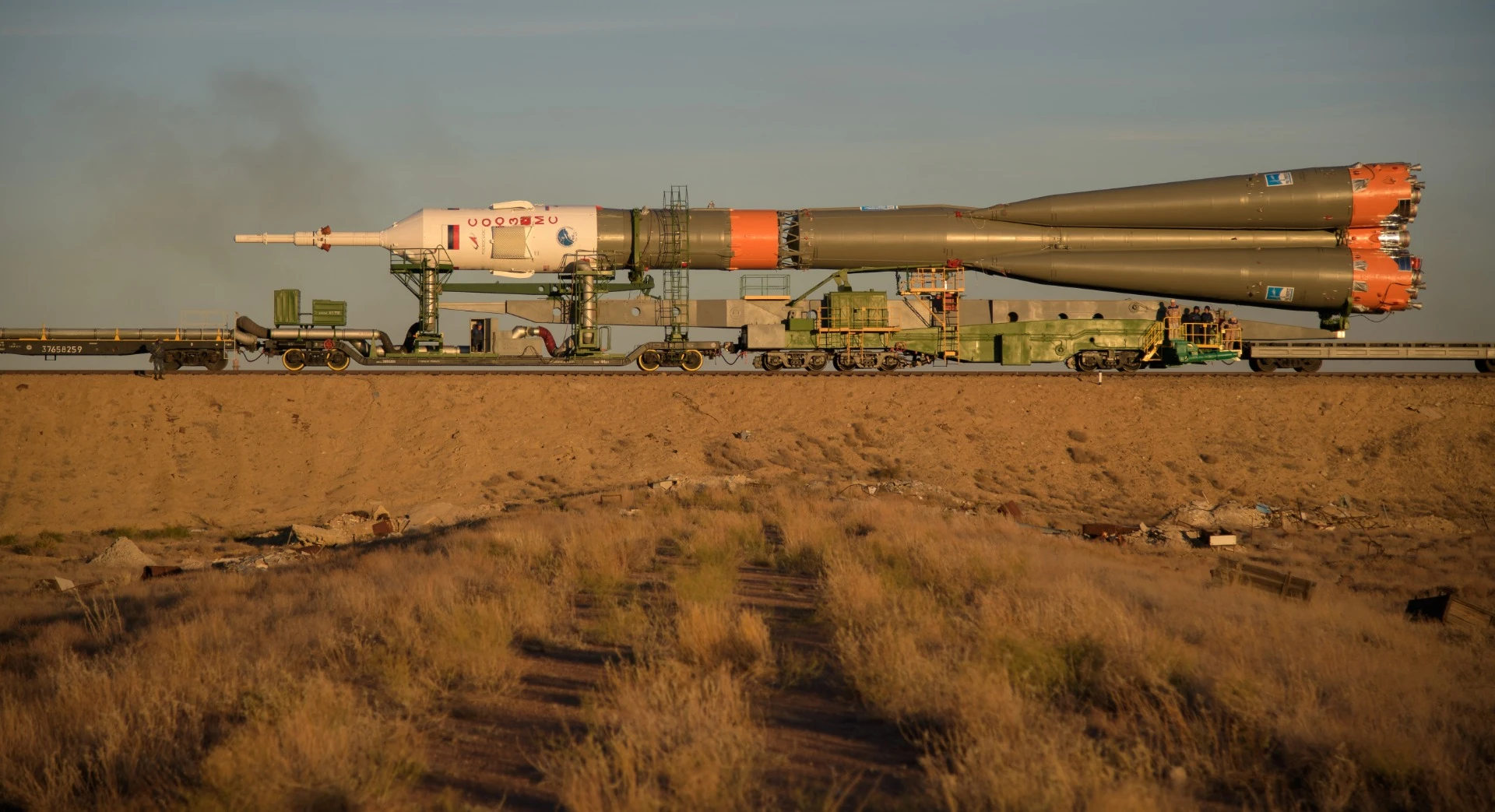 Soyuz on the way to the pad