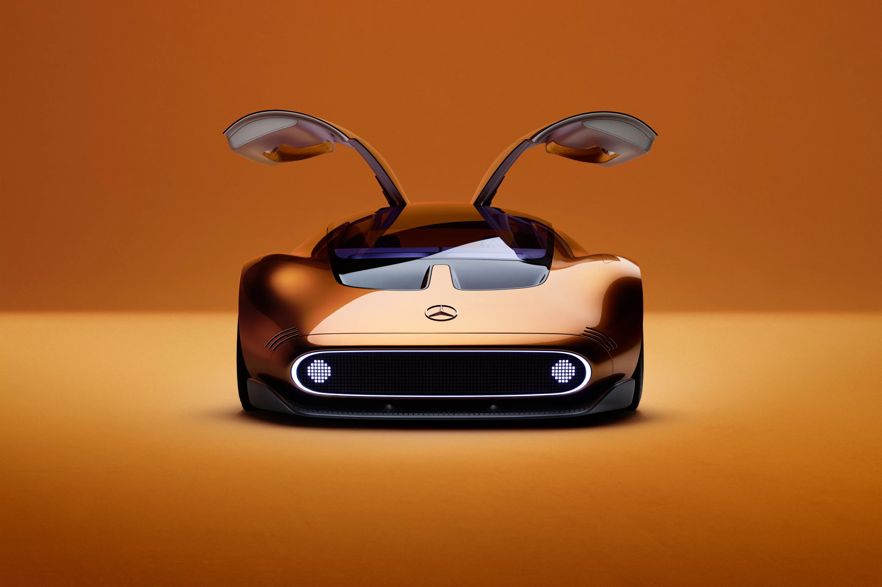 The Vision One-Eleven puts a new spin on the orange-and-black design of the original, this time with a paint Mercedes calls "copper-orange alubeam"