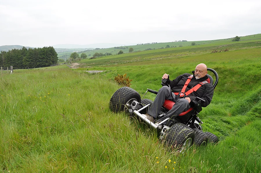 The top speed is rated as 8.5 mph (13.6 km/h), and the unit is controlled by joystick (Photo: HexHog)