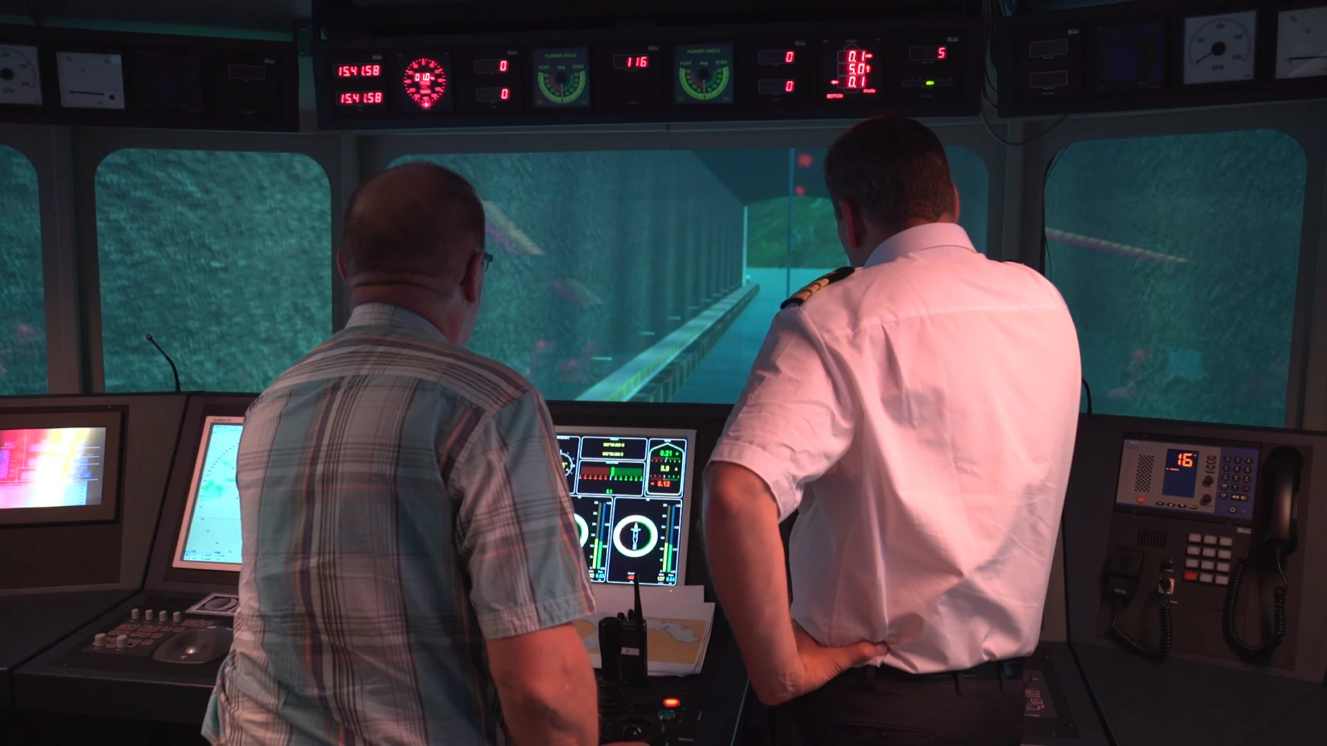 Render showing the passage of a ship through the Stad Ship Tunnel