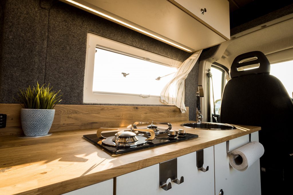 Closer look at the kitchen counter area