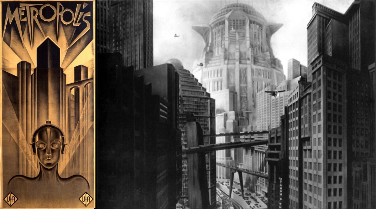 The most valuable movie poster ever sold was this one-of-four known extant copies poster from the 1927 science fiction movie, Metropolis which fetched $690,000 at a Reel Gallery auction in 2005. At riight is a scene from the movie.
