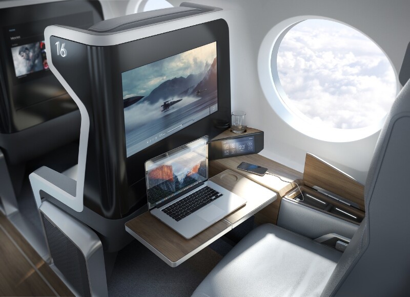 Interior of the Boom supersonic passenger jet