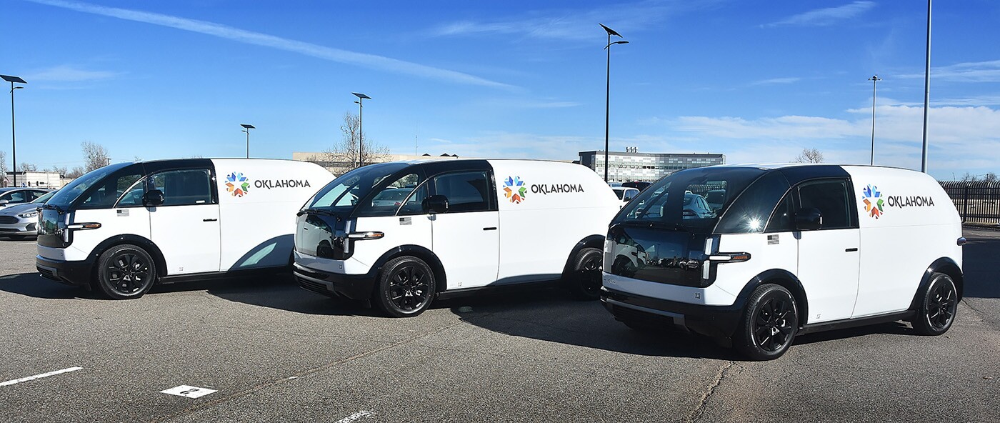 Canoo delivered its first three made-in-Oklahoma electric delivery vehicles to the State of Oklahoma at the end of 2023