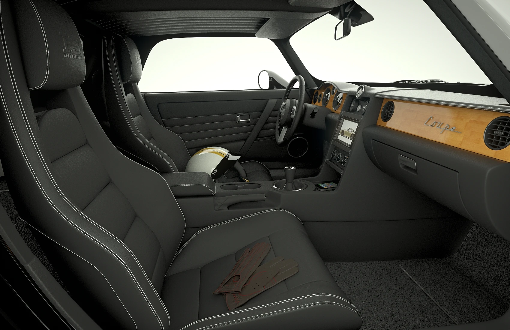 The handcrafted leather interior comes standard in black or creme
