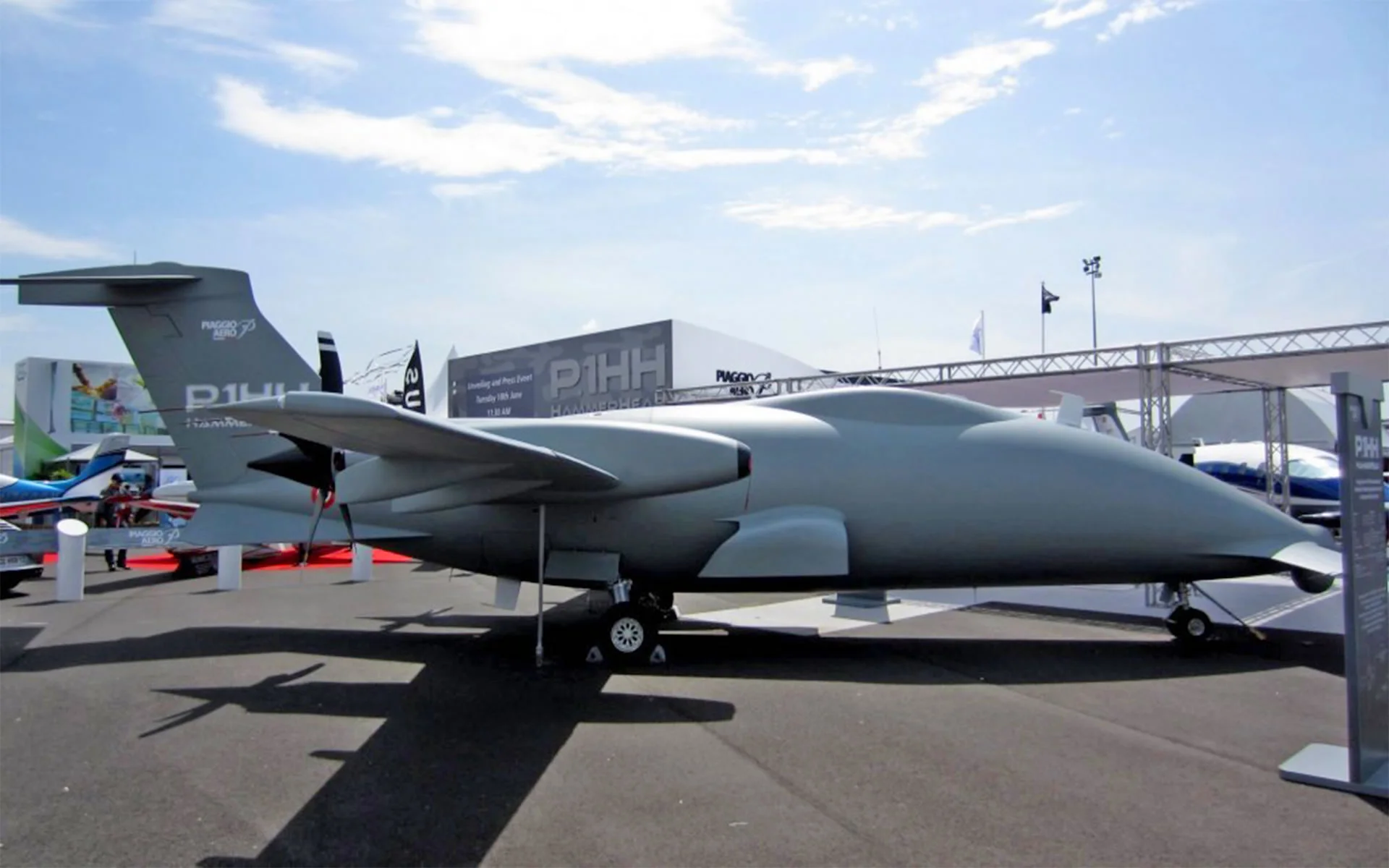 This side view of the HammerHead UAV shows the pusher turboprop engines, each producing 850 hp (Photo: Piaggio)