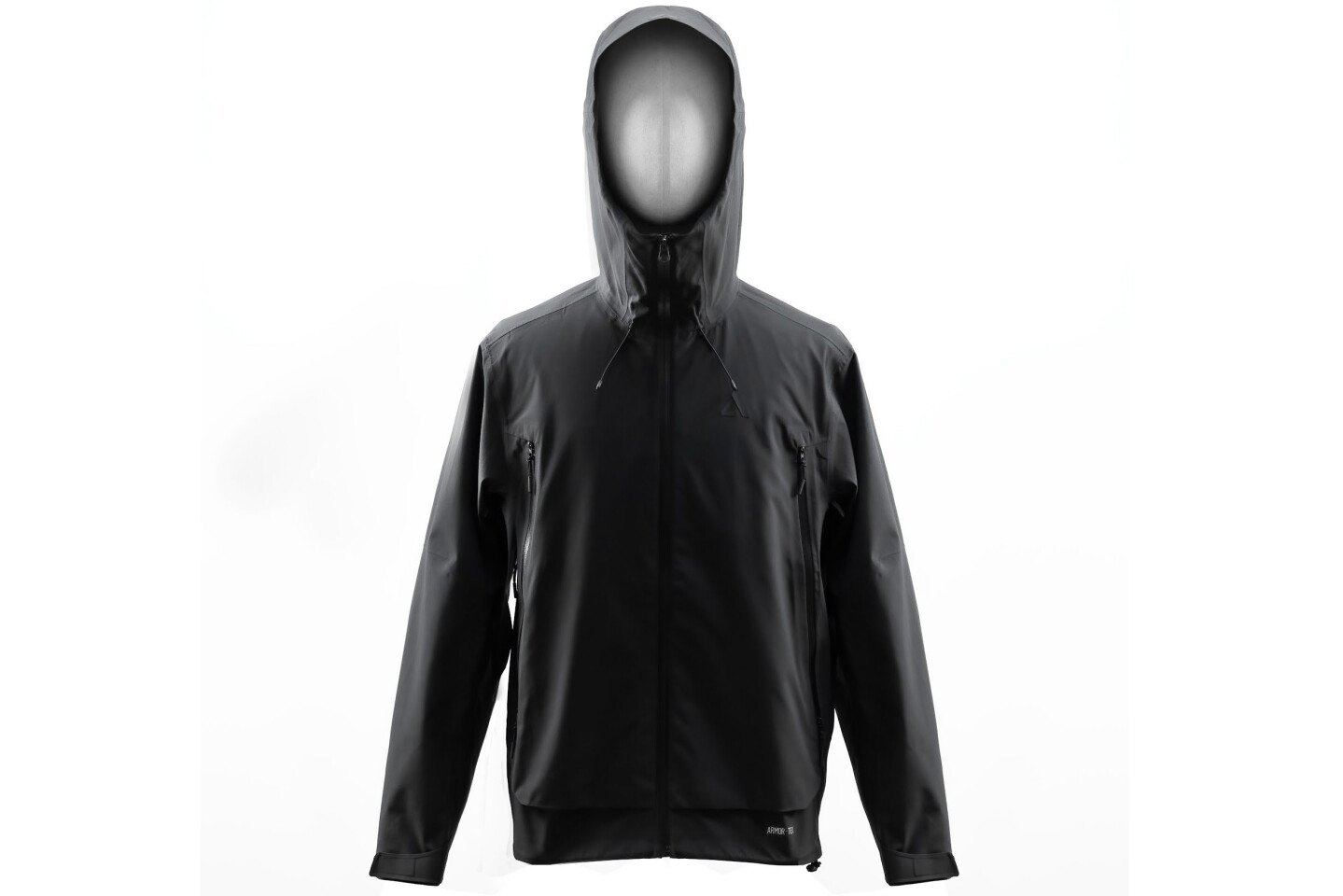 The jacket looks more like an outdoorsy-type rain fly than it does the ninja-type. Blending in is part of Armor-Tex's anti-stab strategy