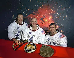 Original crew photo. Left to right: Lovell, Mattingly, Haise.