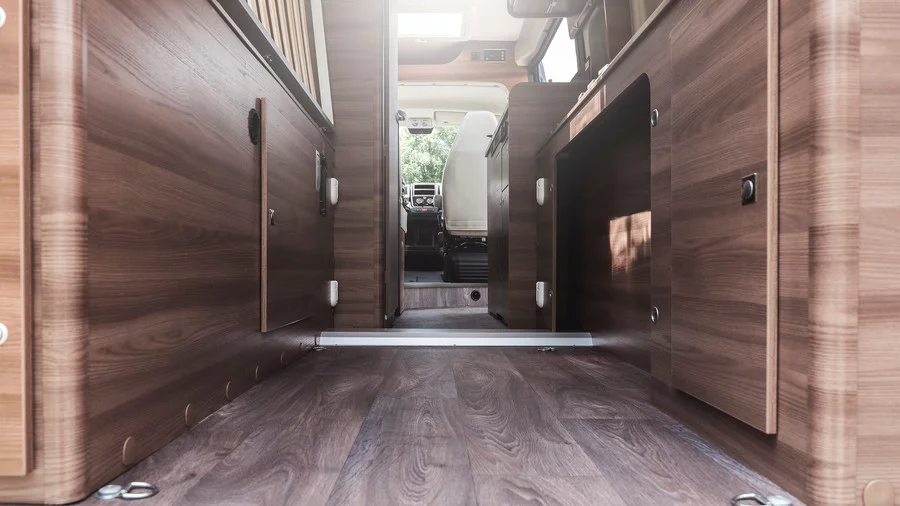 A look at the V 640 load area opened up by the folding rear bed