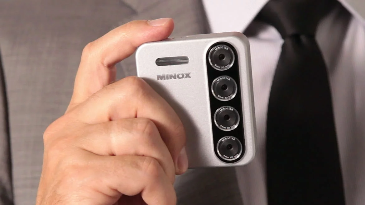 Each of the four lens modules on the PX3D camera from Minox is capable of snapping its own 5 megapixel photograph