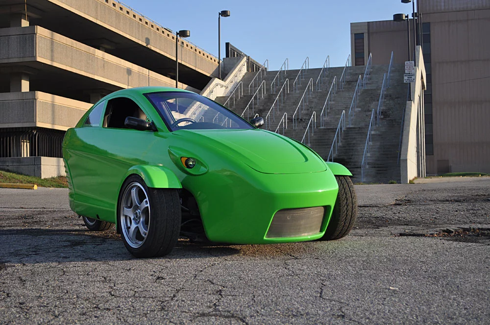 The Elio seats two, one behind the other