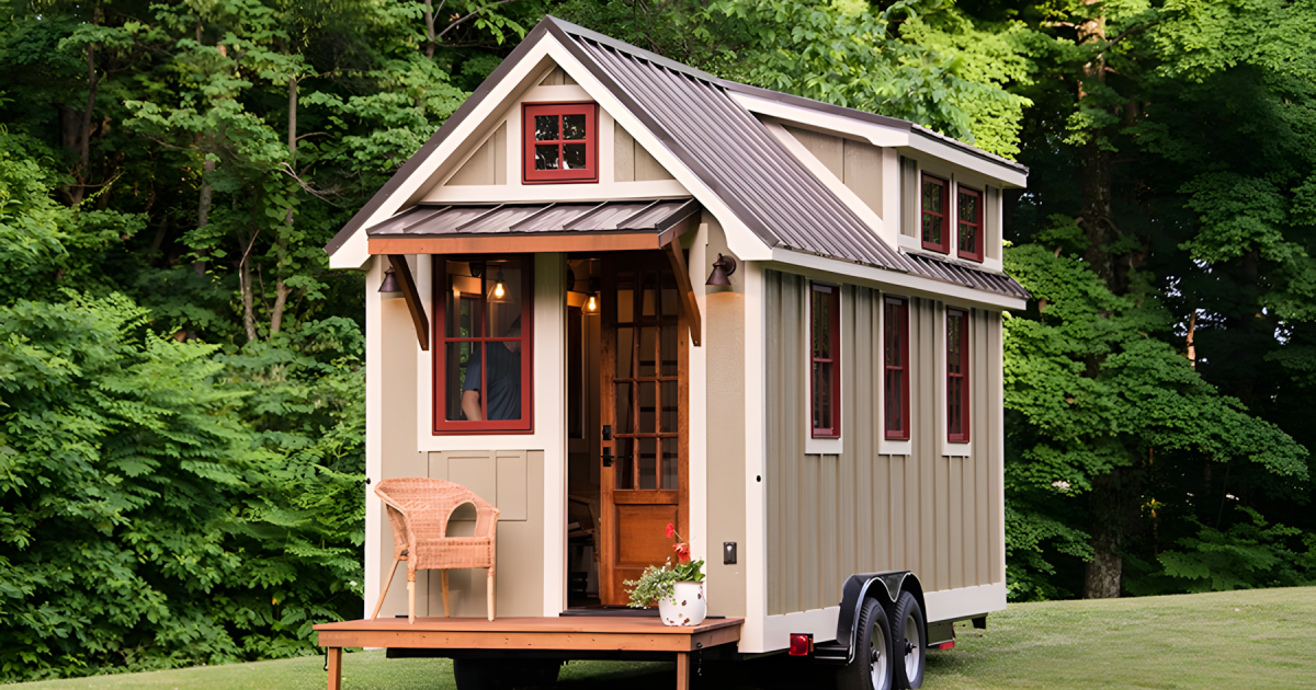 Cottage-style tiny house delivers rustic living on wheels for two