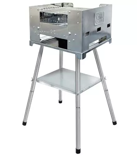 The available stand brings the grill up to functional work height