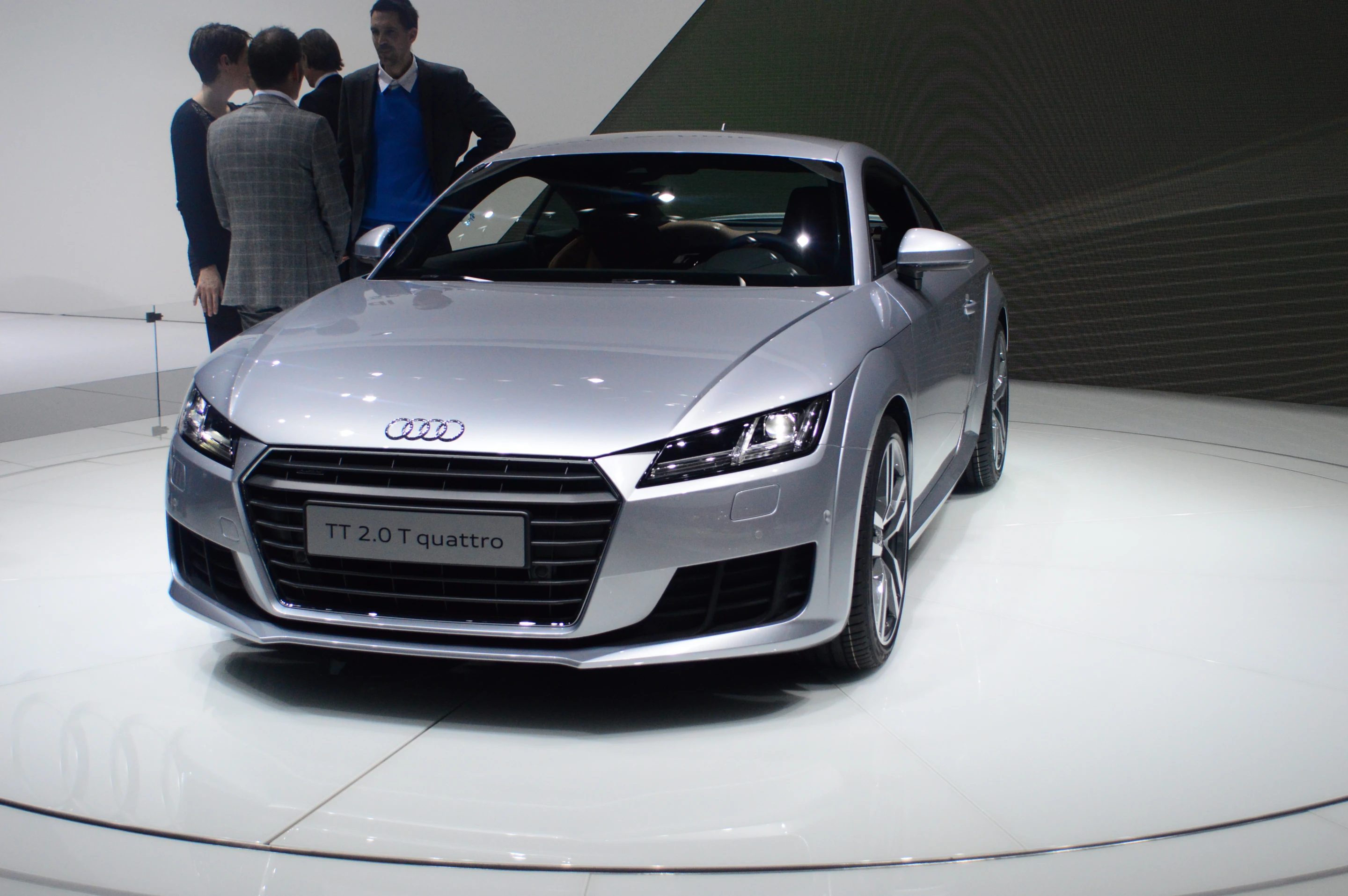Exaggerated nose intakes and flattened headlights similar to the laser shooting Quattro concept flare out over similarly treated haunches (Photo: CC Weiss/Gizmag)