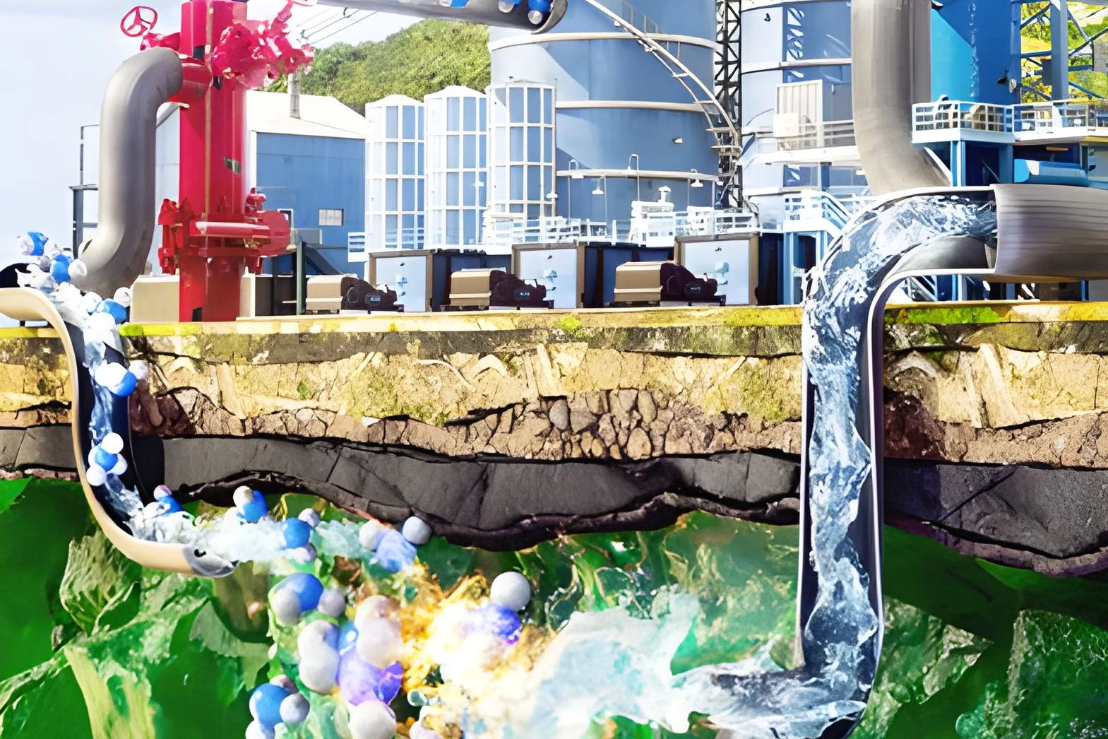 An illustration of what a full-scale ammonia-production plant based on the new research could look like