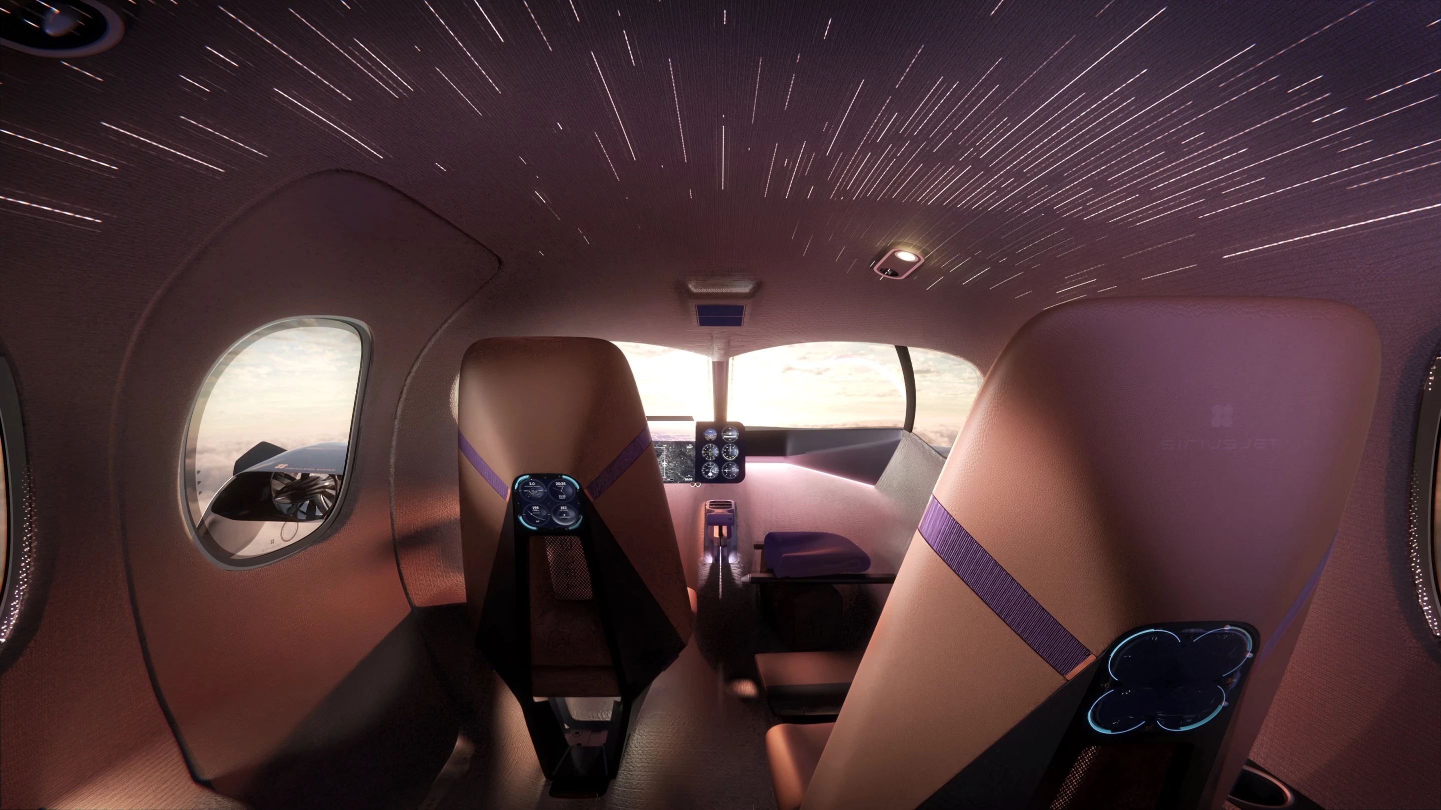 Each passenger can view key flight data on seat backs