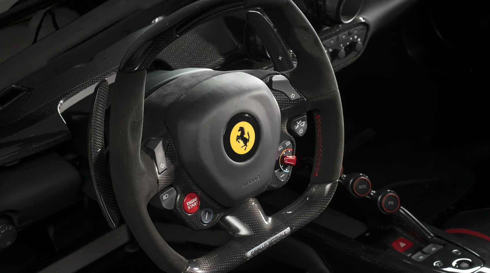 Cavallo Infernale is embossed on the steering wheel