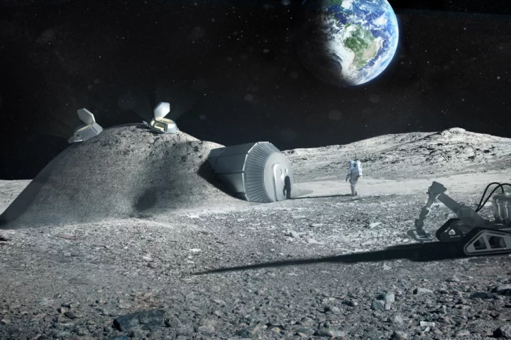 The lunar mining would support missions like the conceptual 3D-printed Moon base