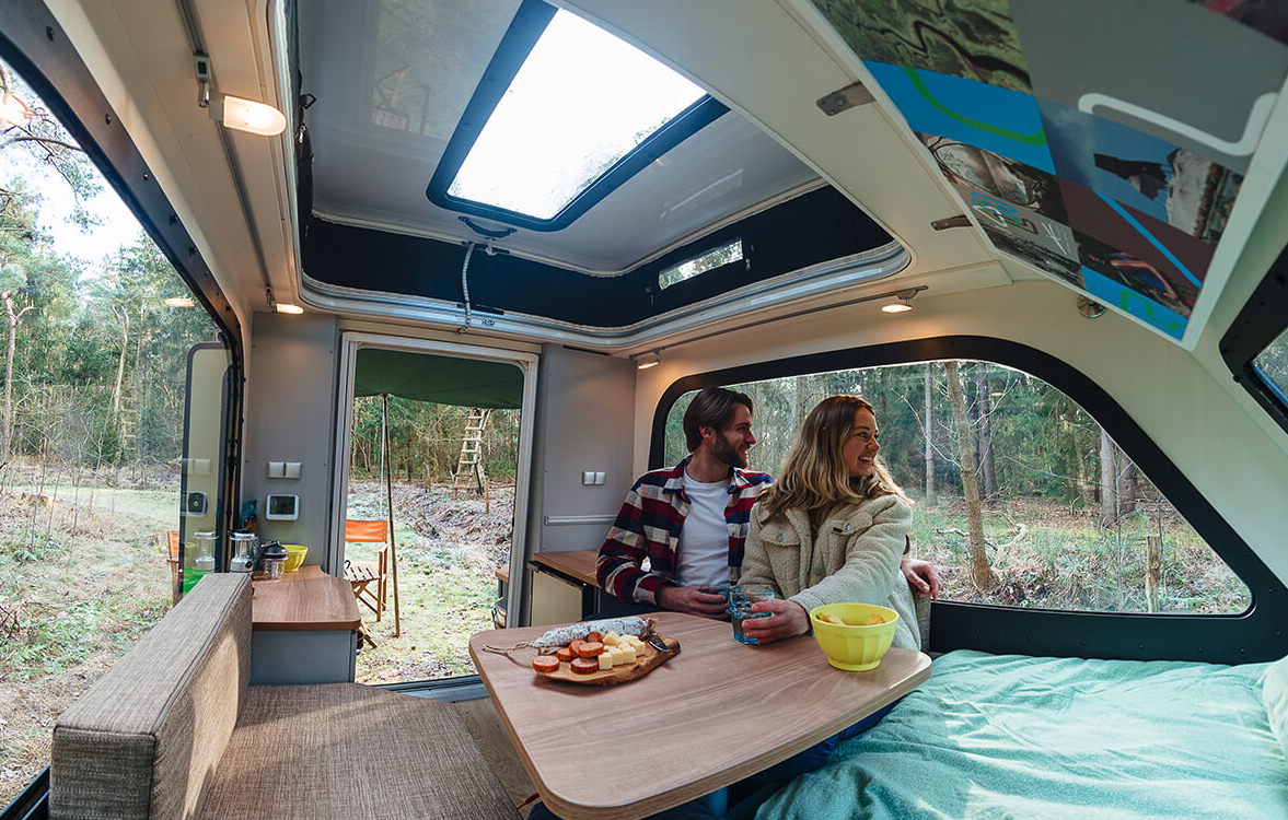 Windows on all four sides and the roof