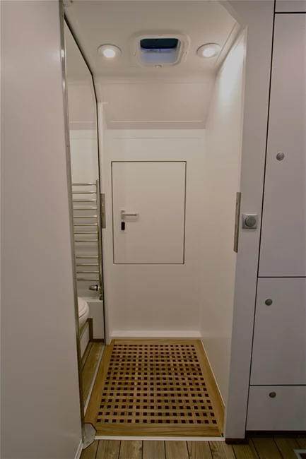 The heated towel racks not only warm and dry towels, they help keep the interior warm