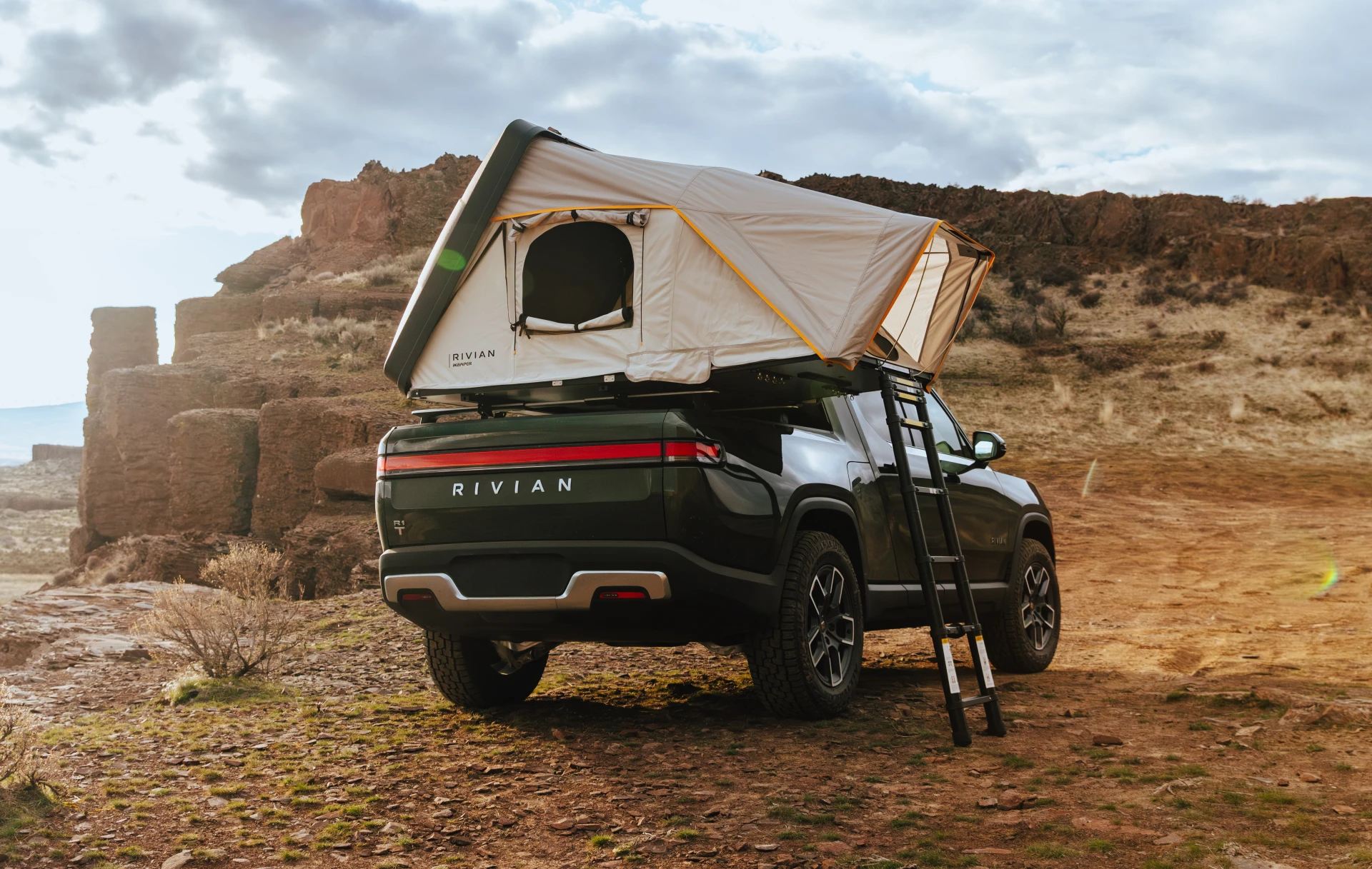 Camper For Rivian R1t IKamper's new rooftop tent makes Rivian R1T a stormproof pickup camper
