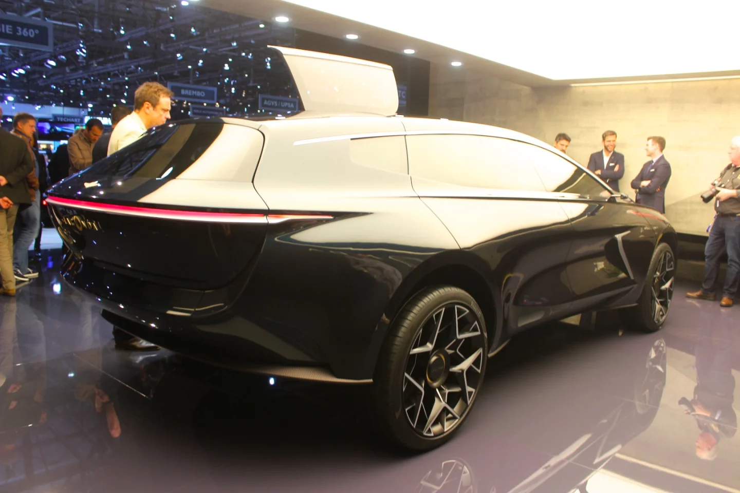 The Lagonda All-Terrain Concept is larger, obviously, and boxier than the Vision Concept, but retains the narrowed rear quarter and fast, tilt-forward design language of the car