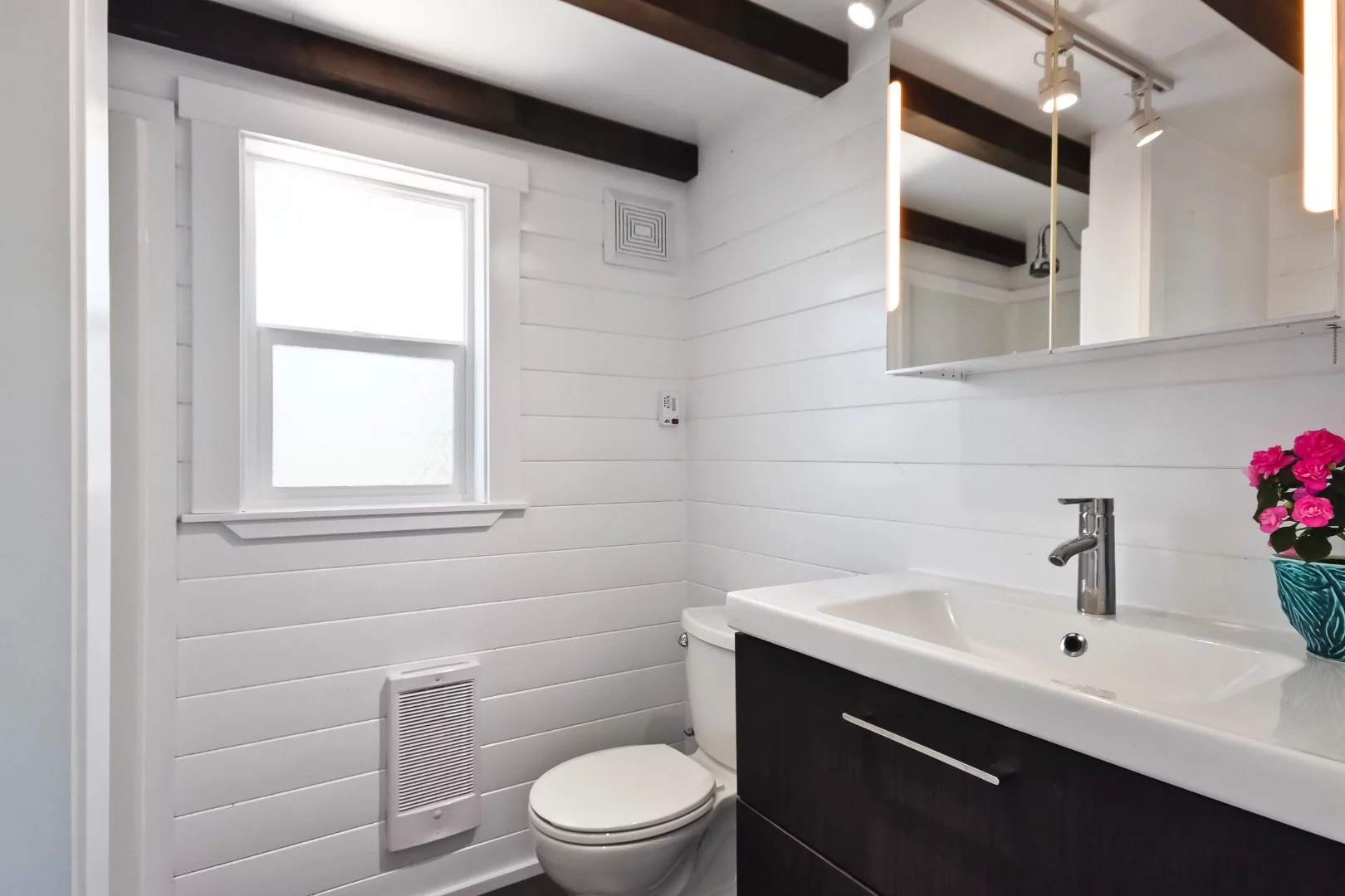 The toilet and wash basin