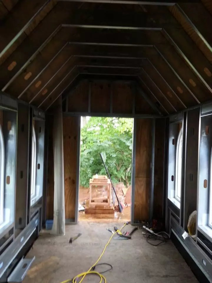 Inside the Tiny Chapel, during construction (Photo: Tiny Chapel Weddings)