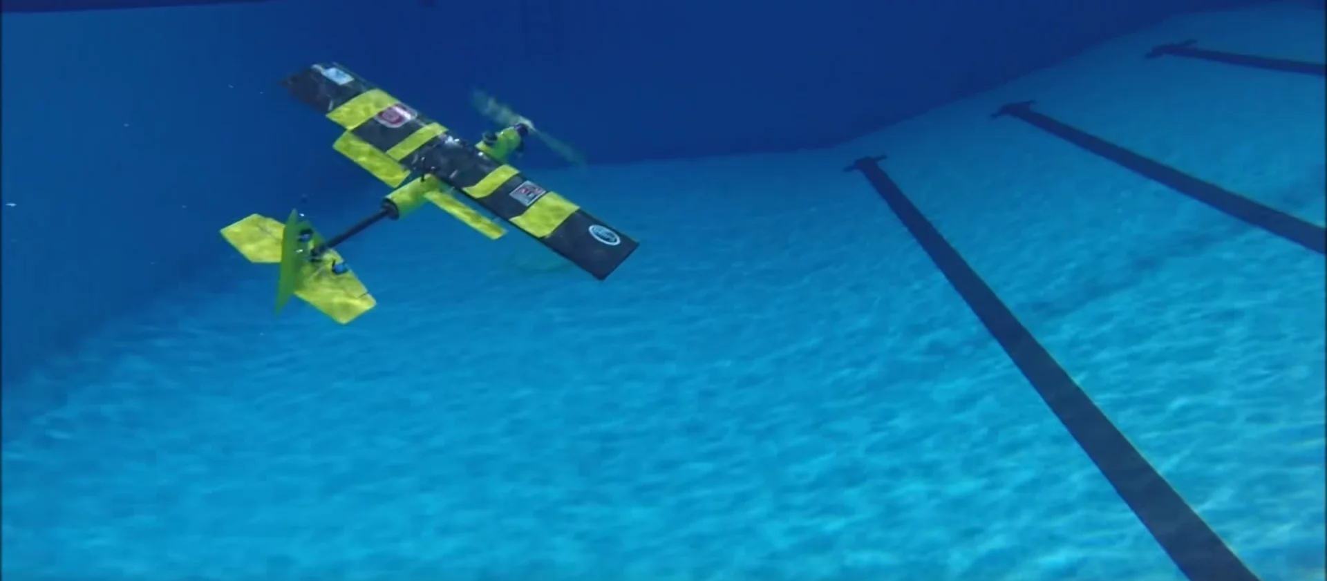 The EagleRay XAV is an amphibious fixed-wing drone that can fly or swim as needed