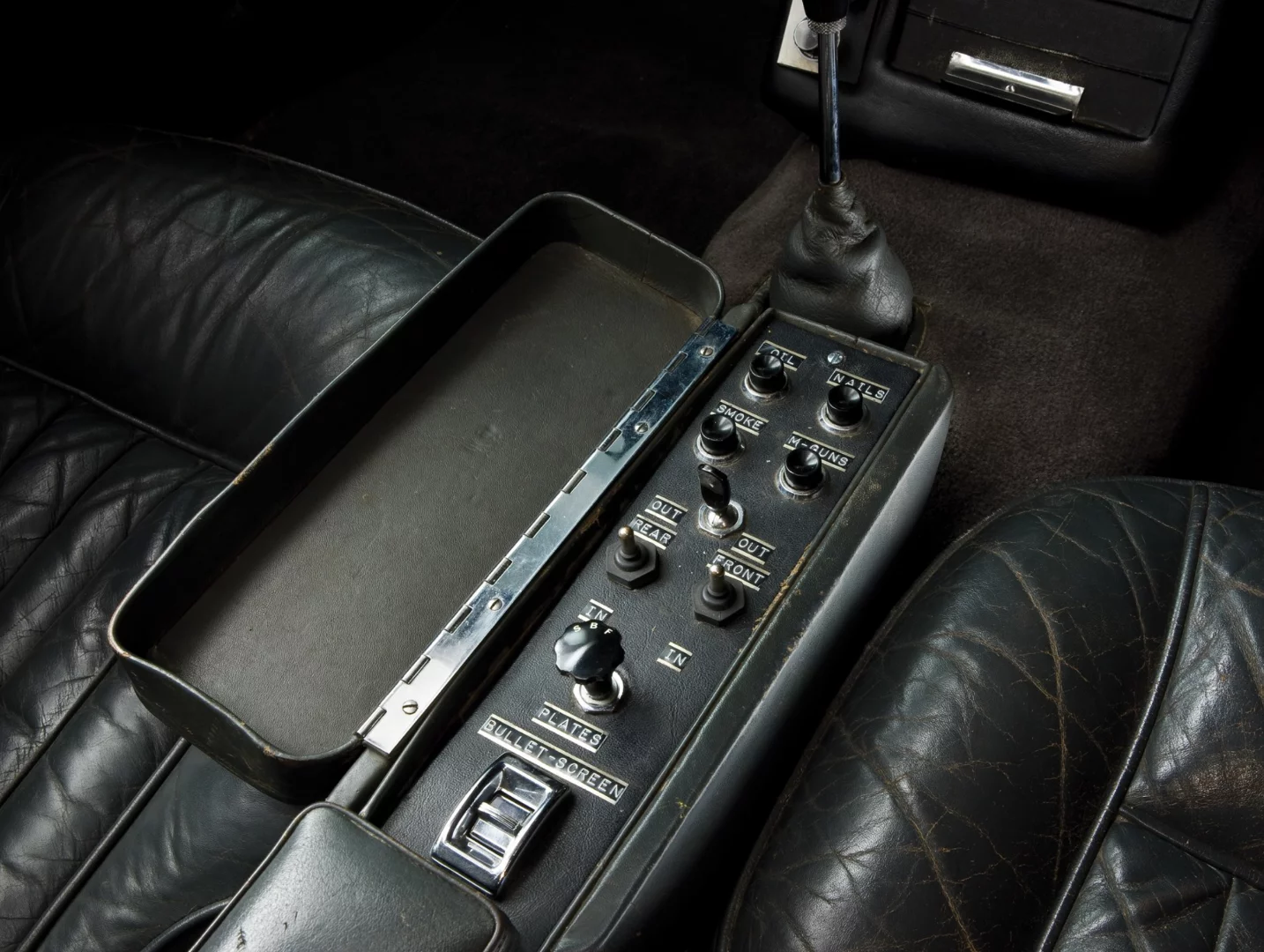 One of the original Goldfinger prop cars: center console controls
