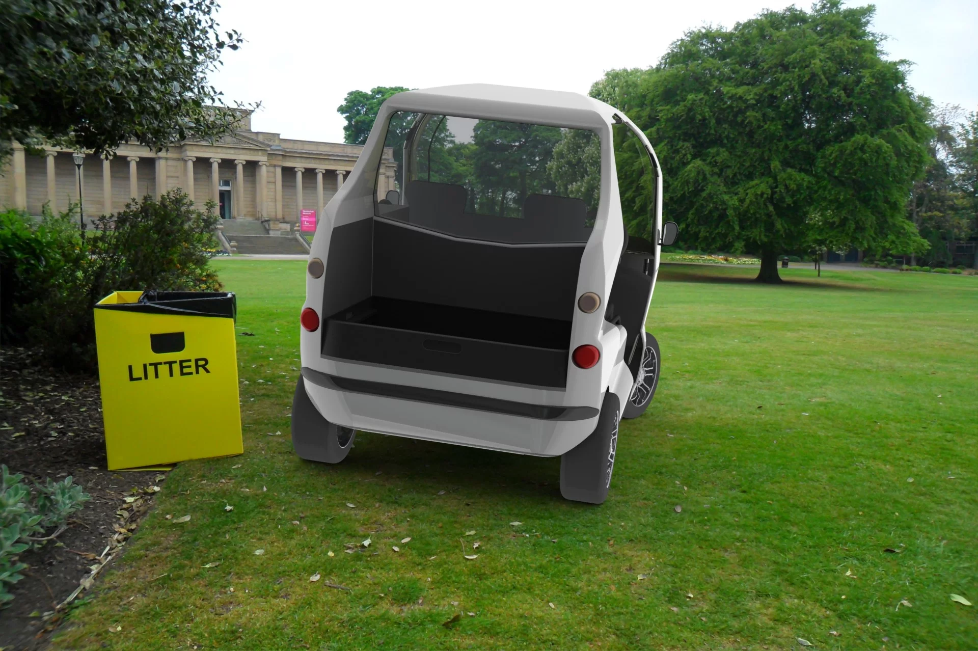 The Bug-E would be useful around public parks and gardens, theme parks or the golf course - with four rear storage options helping it to fit into numerous usage scenarios